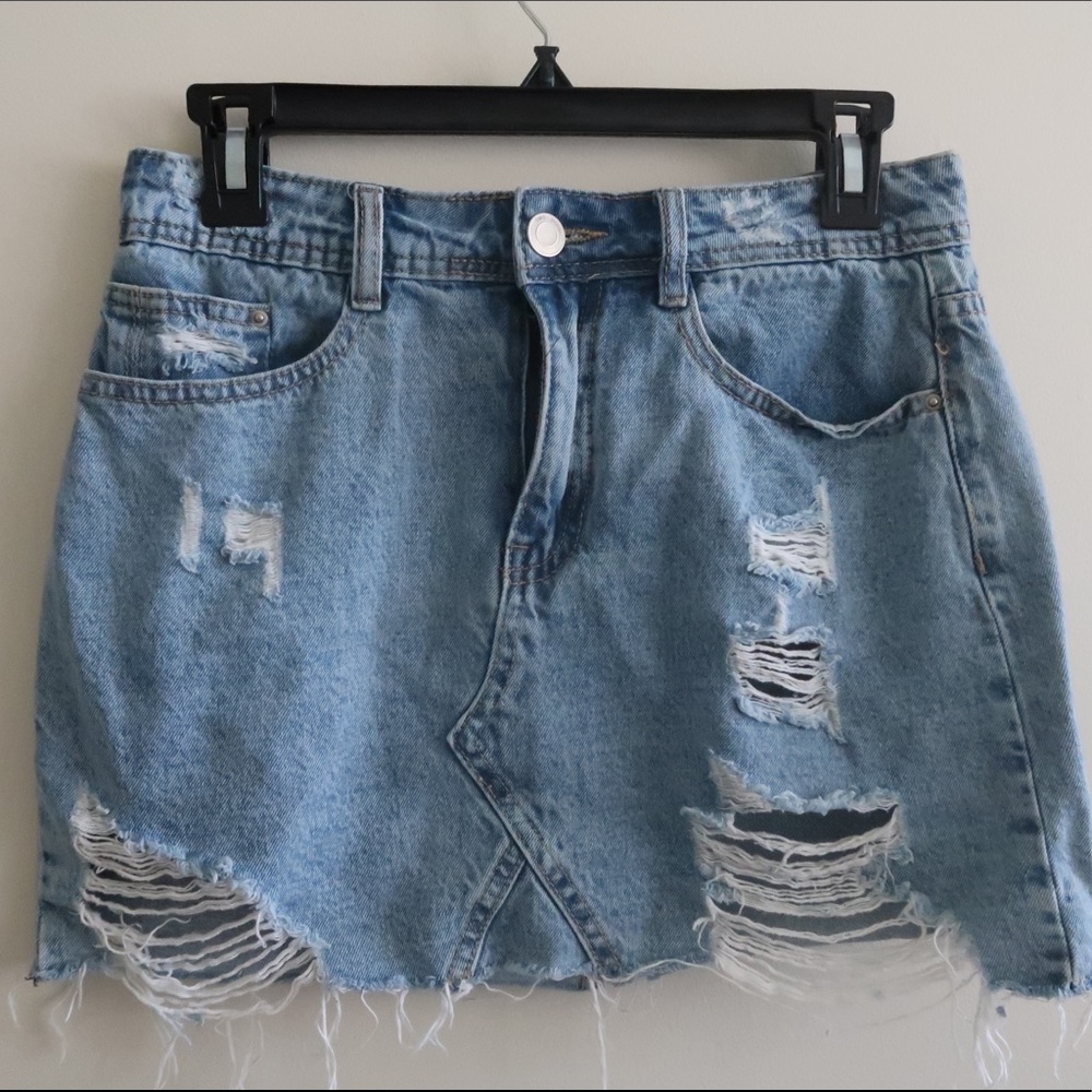 *Blue* Distressed Jean skirt